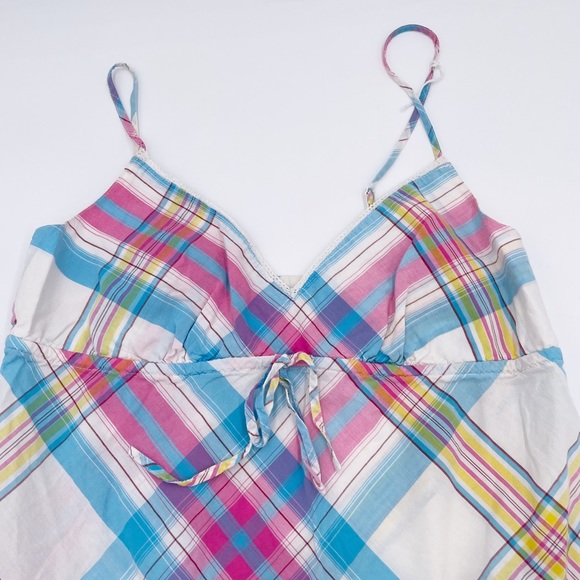 Vintage 2000s Y2K Victoria's Secret Spaghetti Strap Mini Dress Multicolor Plaid - Picture 3 of 7